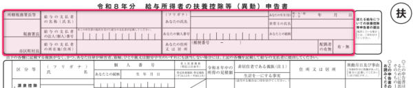 扶養控除申告書